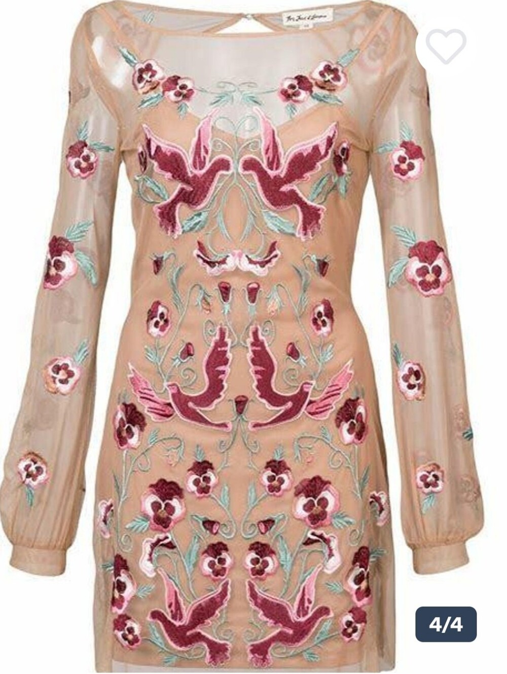 EUC For Love and Lemons Dove Embroidery Mini Dress Nude Medium - Picture 4 of 8